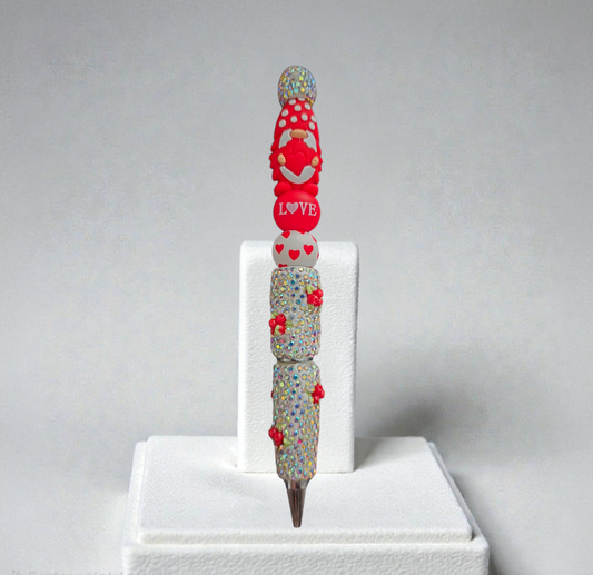Stylo strass fait main gnome rouge Amour ❤️