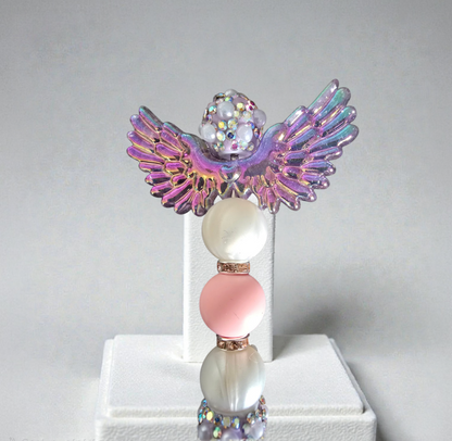 Stylo strass fait main aile d'ange rose 🪽