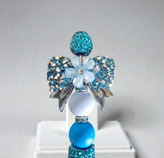 Stylo strass fait main ruban bleu 🎀