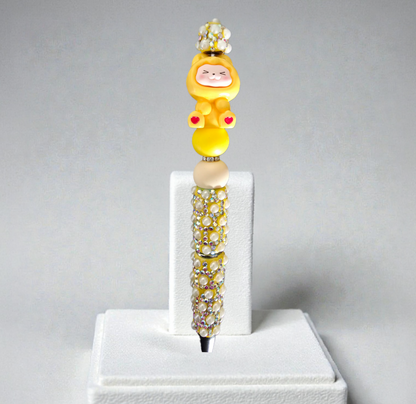 Stylo strass fait main labubu jaune