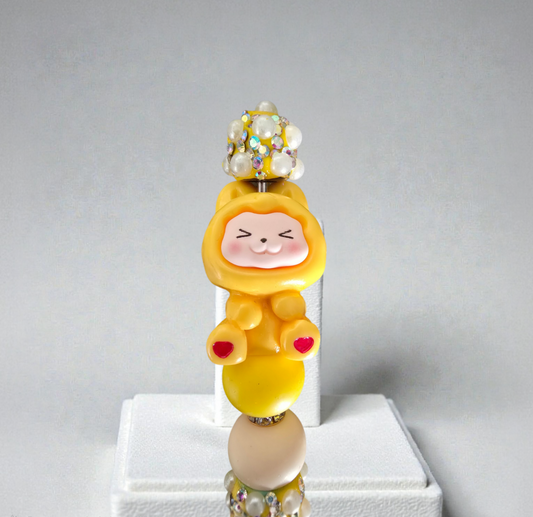 Stylo strass fait main labubu jaune