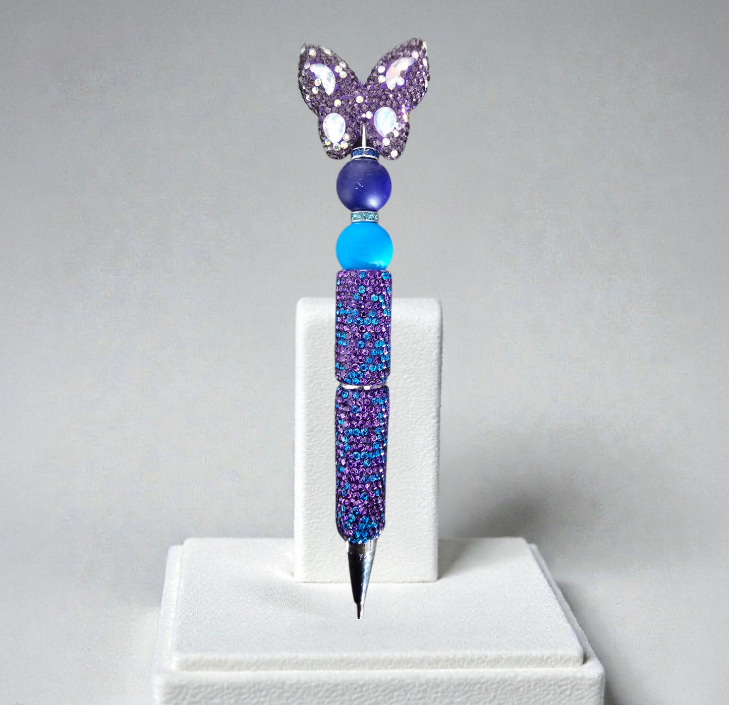 Stylo strass fait main papillon bleu 🦋🌸