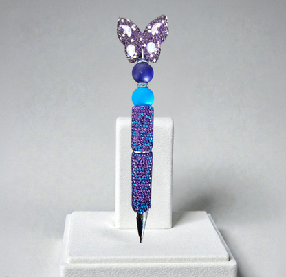 Stylo strass fait main papillon bleu 🦋🌸