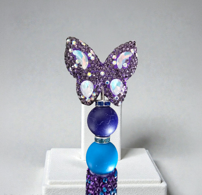 Stylo strass fait main papillon bleu 🦋🌸