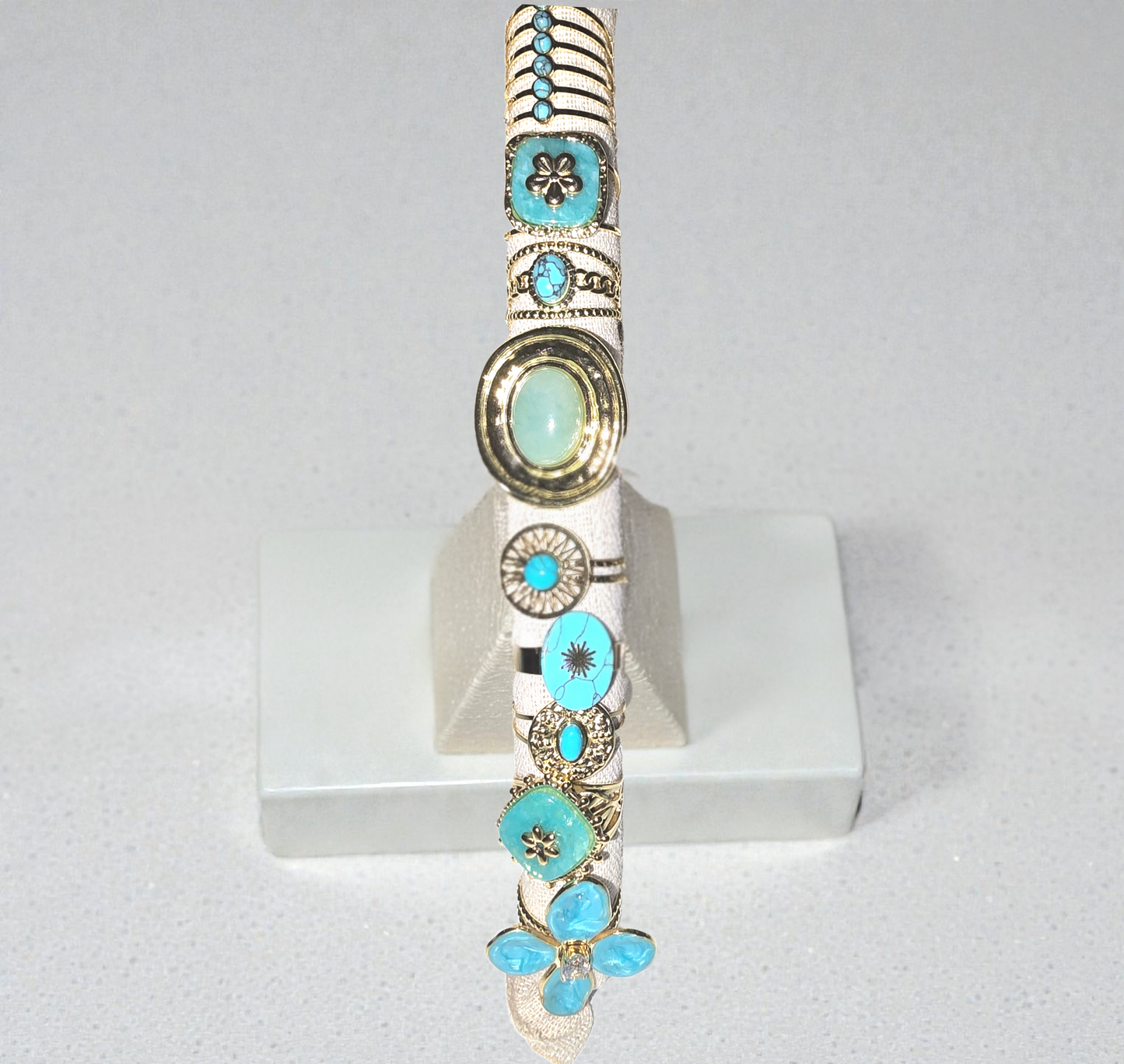 Bague colorée bleue au choix