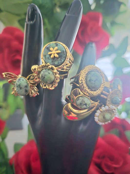 Bague colorée verte au choix