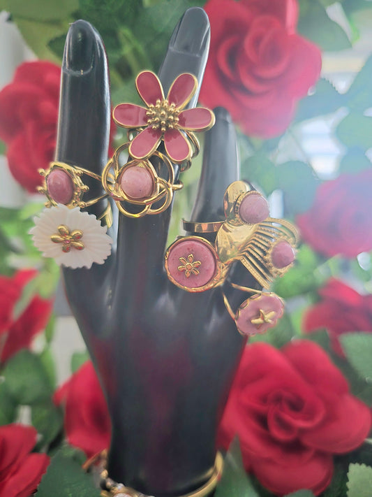 Bague colorée rose au choix