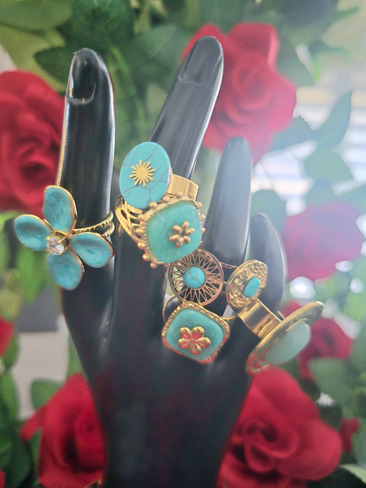 Bague colorée bleue au choix