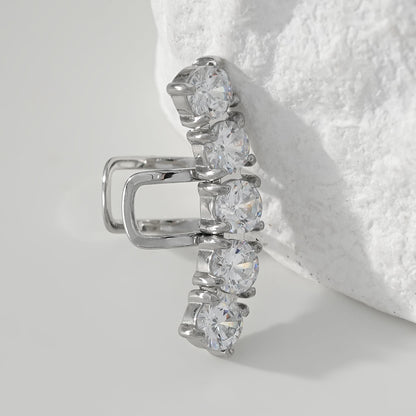 Bijou d'oreille earcuff argenté 5 oxydes de zirconium