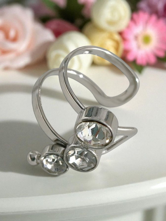 Bijou d'oreille earcuff argenté ou doré 3 oxydes de zirconium