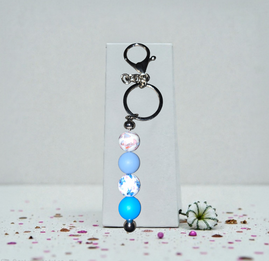 Porte-clé fait main personnalisé bleu Stitch