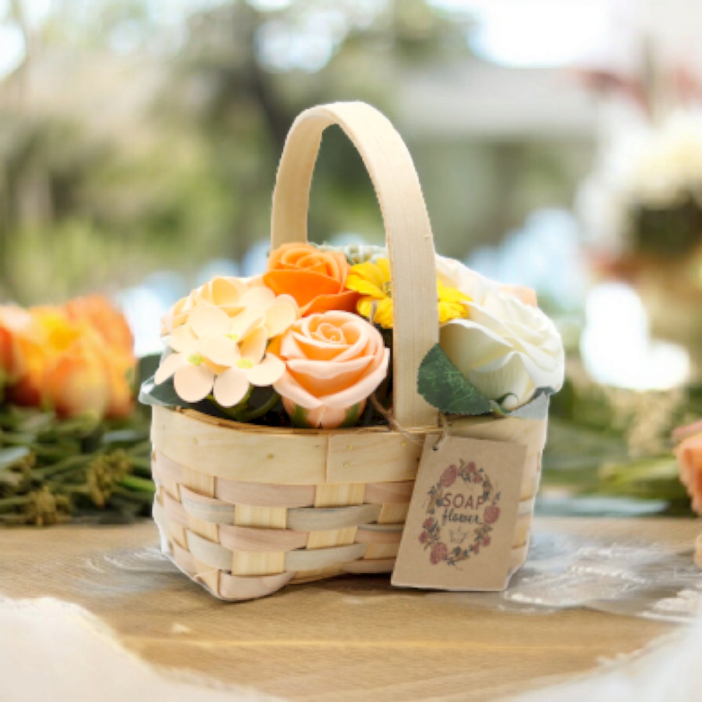 Bouquet panier en osier