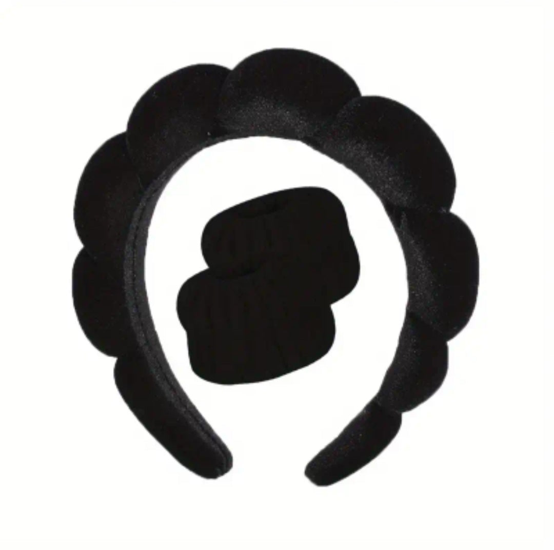Ensemble de bandeau serre-tête et bracelets skincare