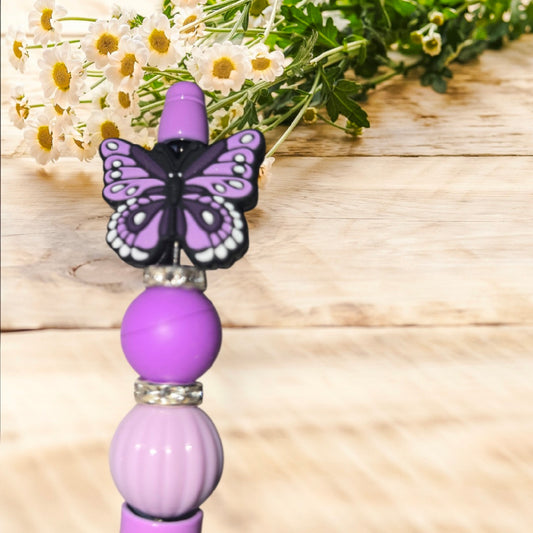 Stylo fait main papillon violet