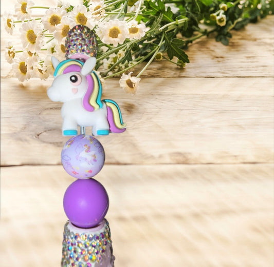 Stylo strass fait main licorne violette