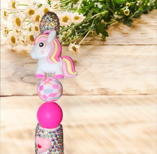 Stylo strass fait main licorne rose