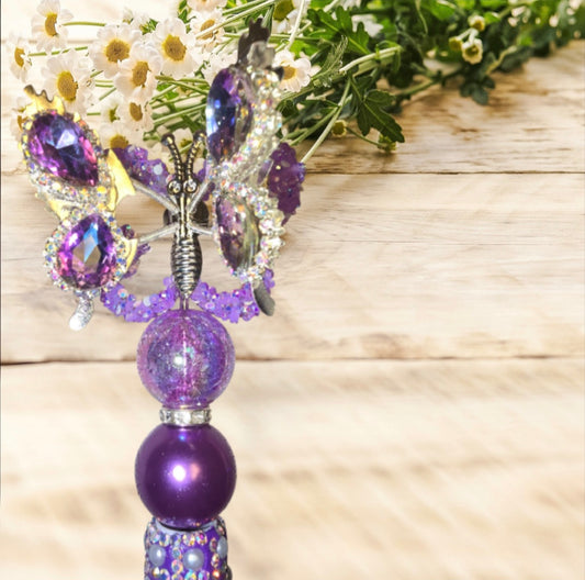 Stylo strass fait main papillon violet