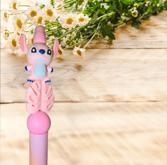 Stylo fait main Stitch rose