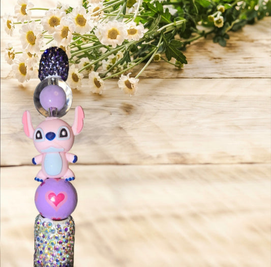 Stylo strass fait main Stitch rose