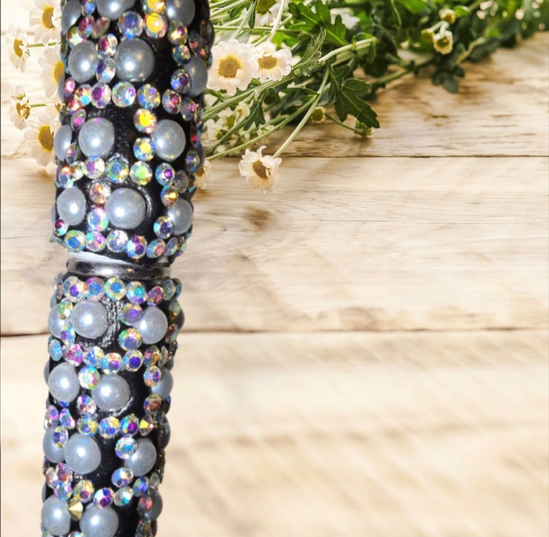 Stylo strass fait main cœur strass bleu