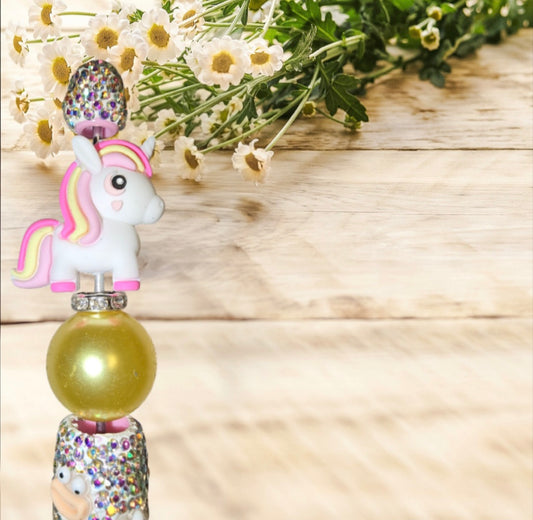Stylo strass fait main licorne rose