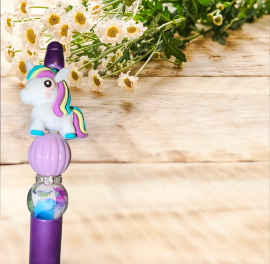 Stylo fait main licorne violette