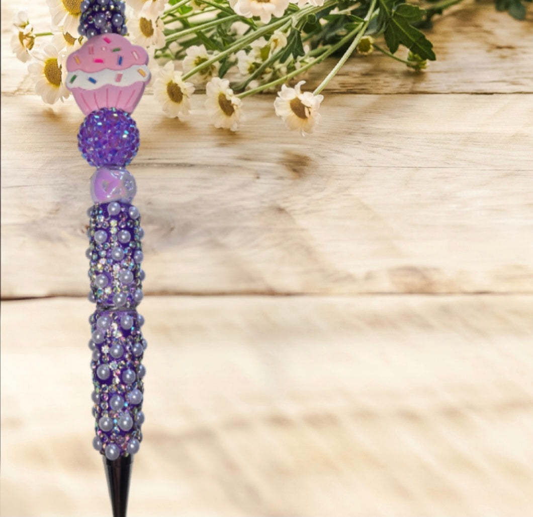 Stylo strass fait main cupcake