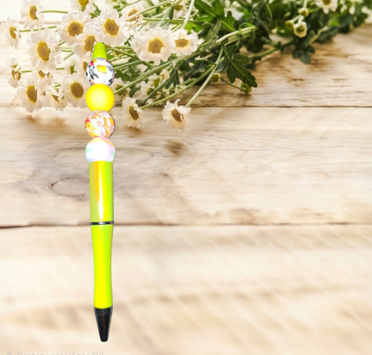 Stylo fait main jaune holographique