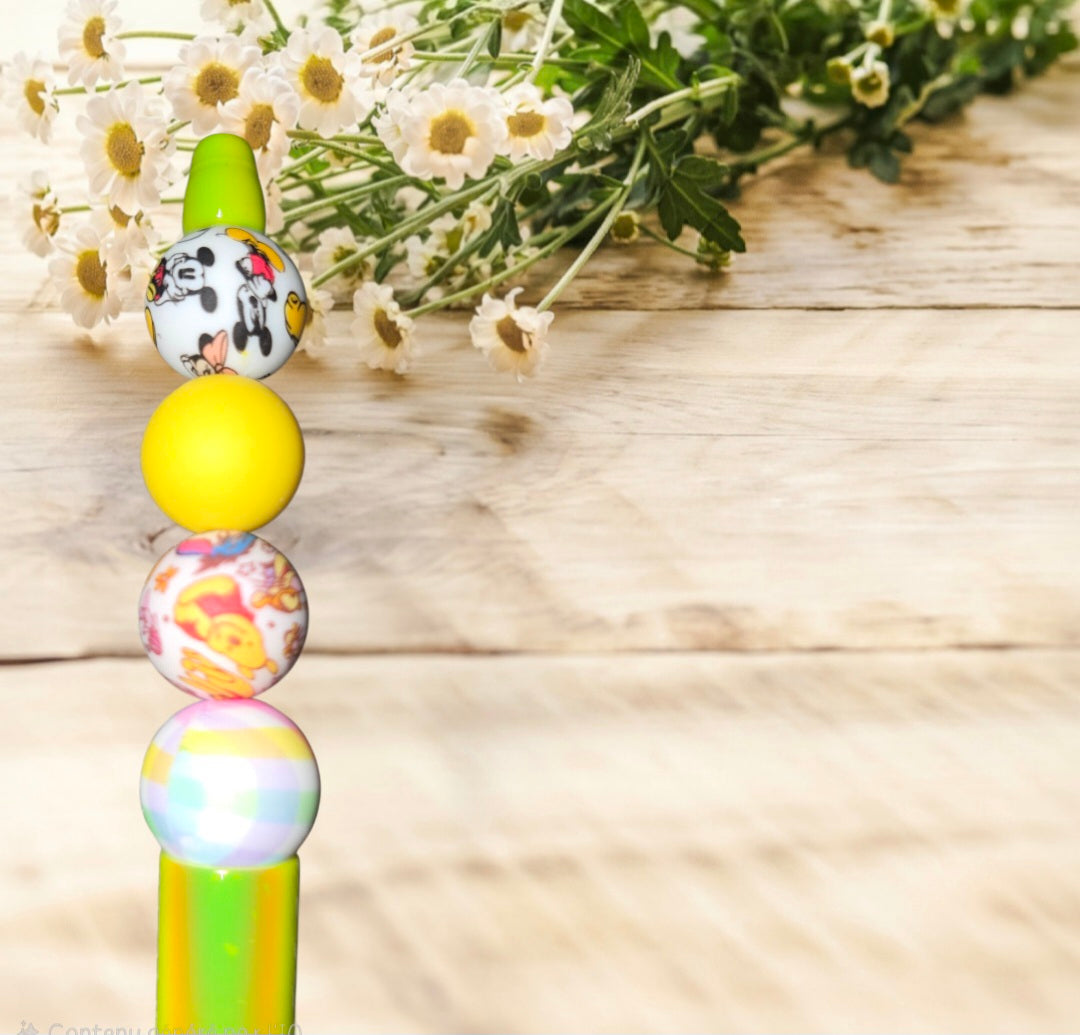 Stylo fait main jaune holographique