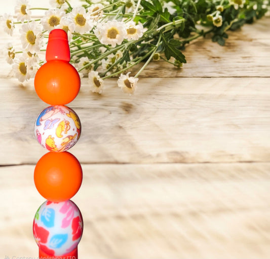 Stylo fait main orange holographique