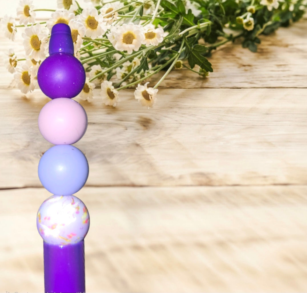 Stylo fait main violet holographique