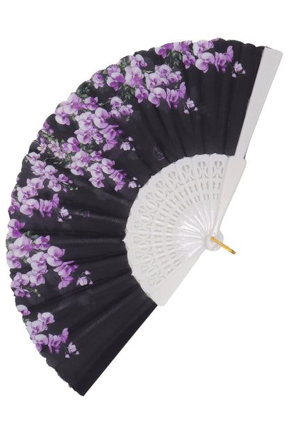 Éventail pliant à main orchidées
