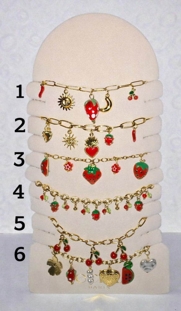 Bracelet au choix thème cerises et fraises