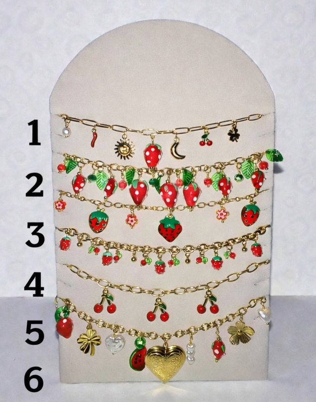 Collier au choix thème cerises et fraises