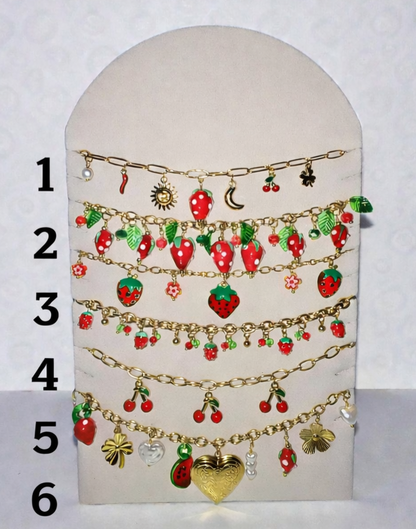 Collier au choix thème cerises et fraises