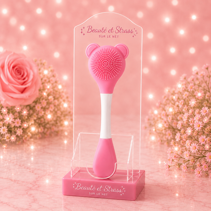 Brosse nettoyante visage et spatule en silicone 2-en-1