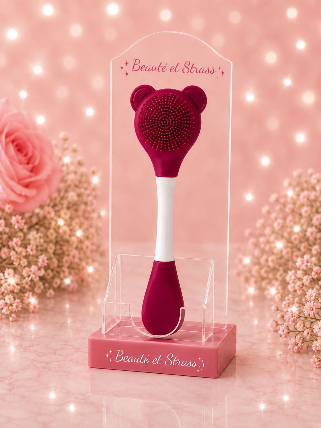 Brosse nettoyante visage et spatule en silicone 2-en-1