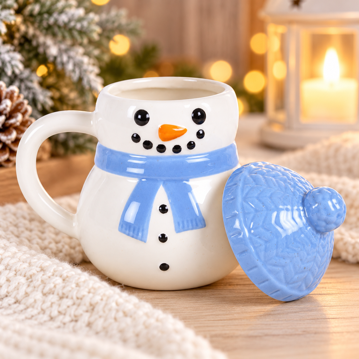 Mug bonhomme de neige avec couvercle