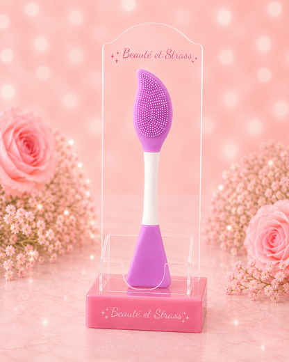 Brosse nettoyante visage et spatule en silicone 2-en-1