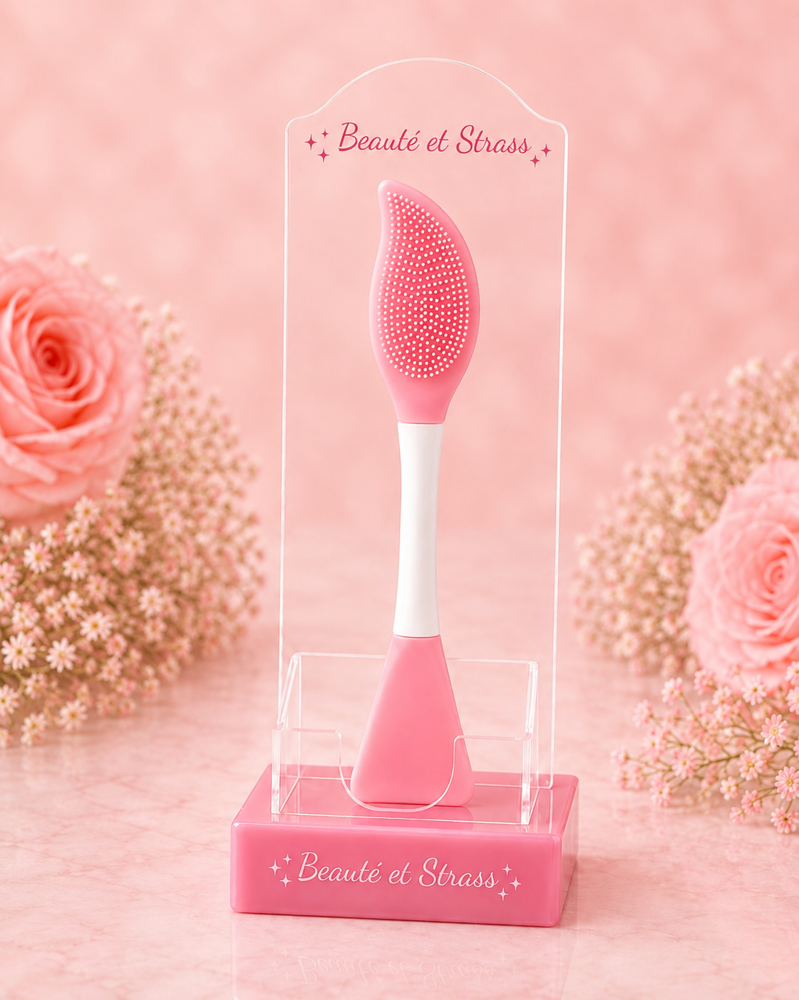 Brosse nettoyante visage et spatule en silicone 2-en-1