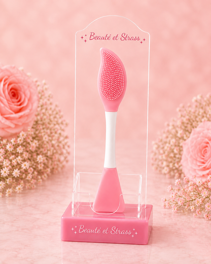 Brosse nettoyante visage et spatule en silicone 2-en-1