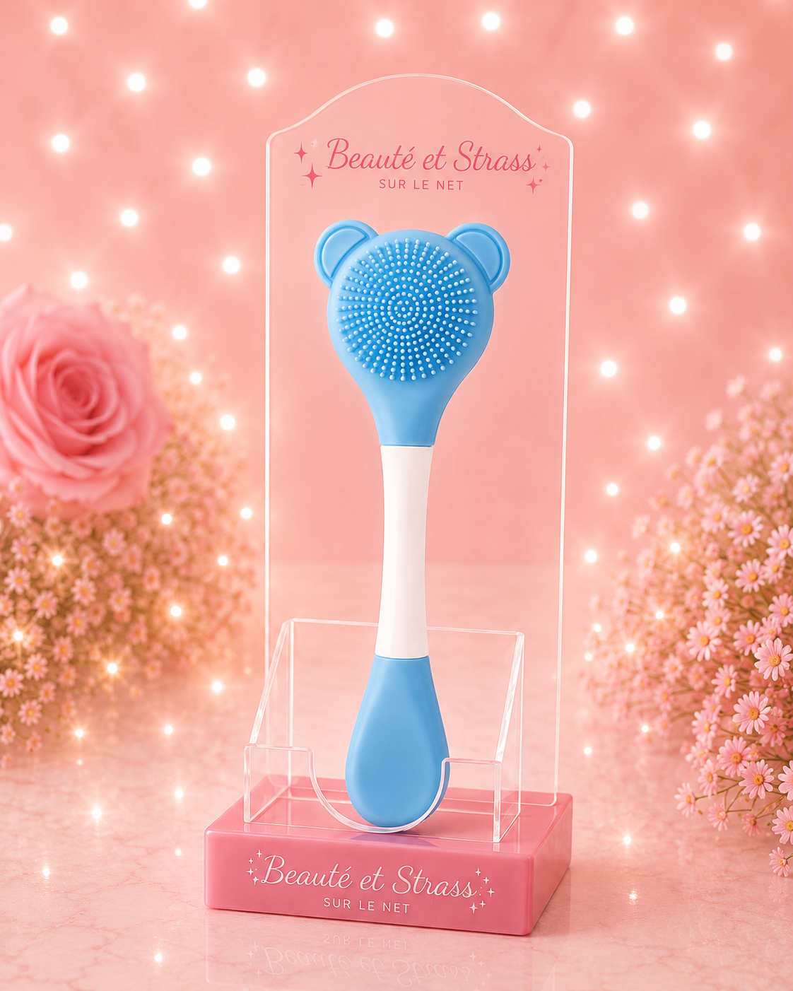 Brosse nettoyante visage et spatule en silicone 2-en-1