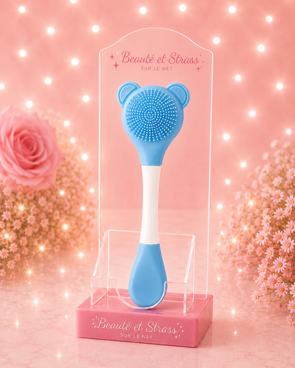 Brosse nettoyante visage et spatule en silicone 2-en-1