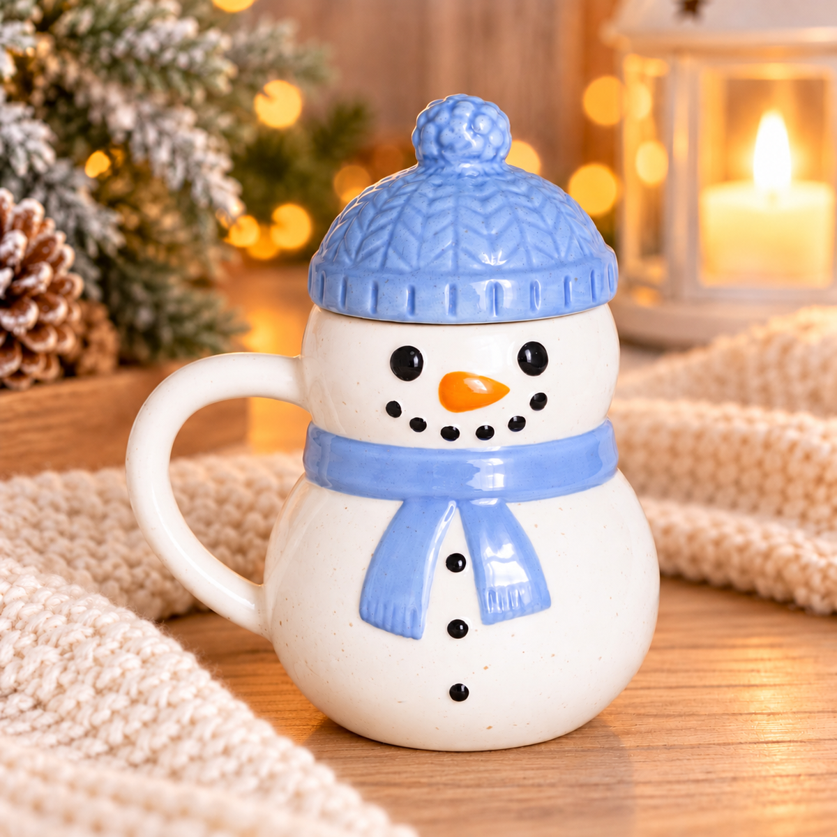 Mug bonhomme de neige avec couvercle