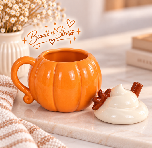 Ensemble mug citrouille crème de potiron avec couvercle
