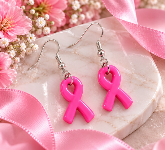 Boucles d'oreilles octobre rose 🎀