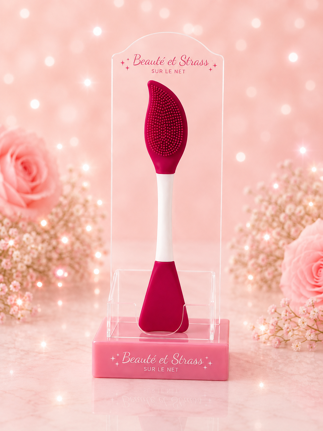 Brosse nettoyante visage et spatule en silicone 2-en-1