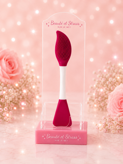 Brosse nettoyante visage et spatule en silicone 2-en-1