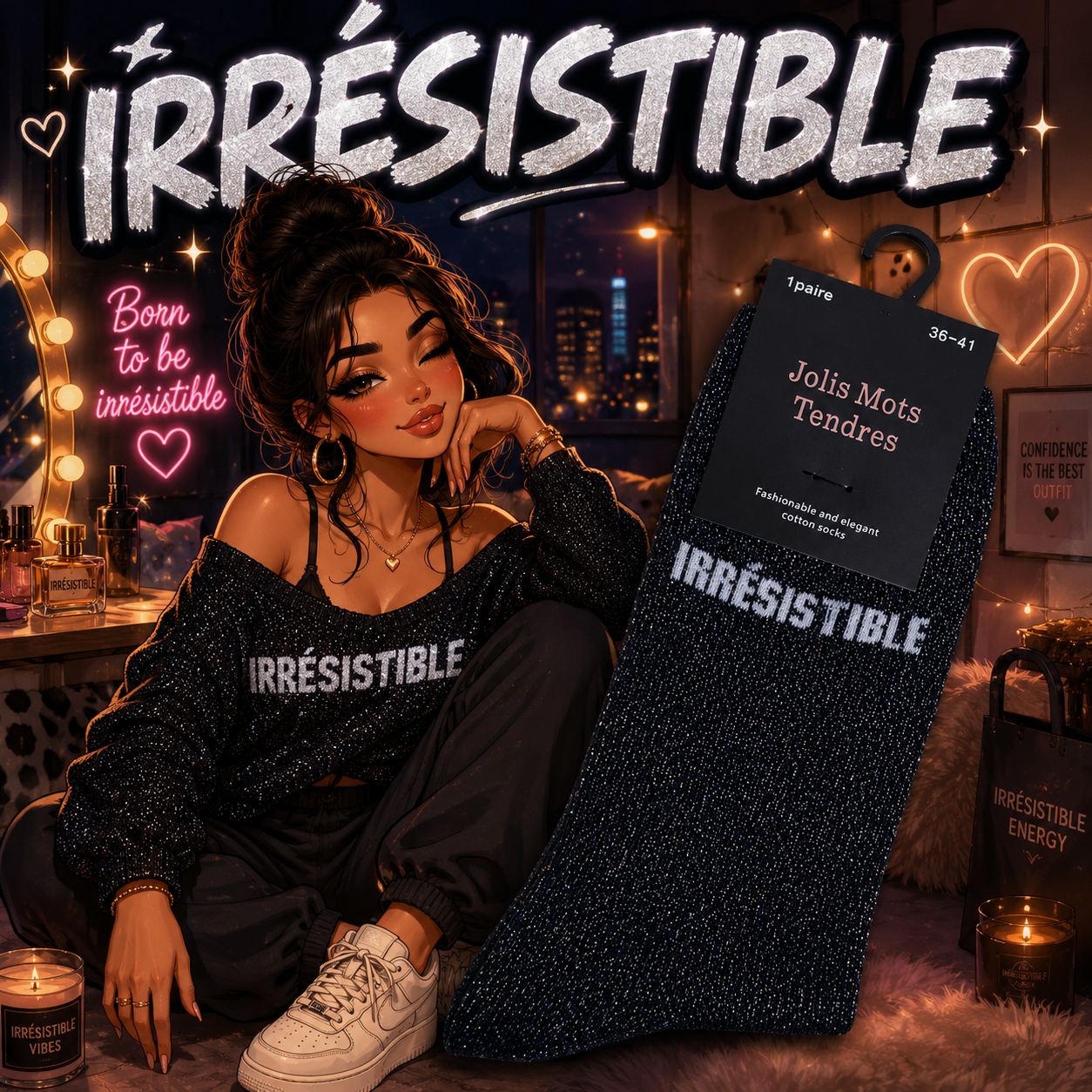 Chaussettes à paillettes - Jolis mots tendres