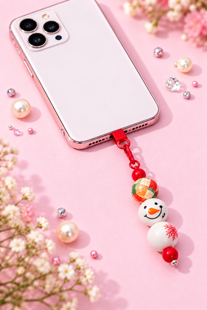 Bijoux de téléphone fait main personnalisé bonhomme givré
